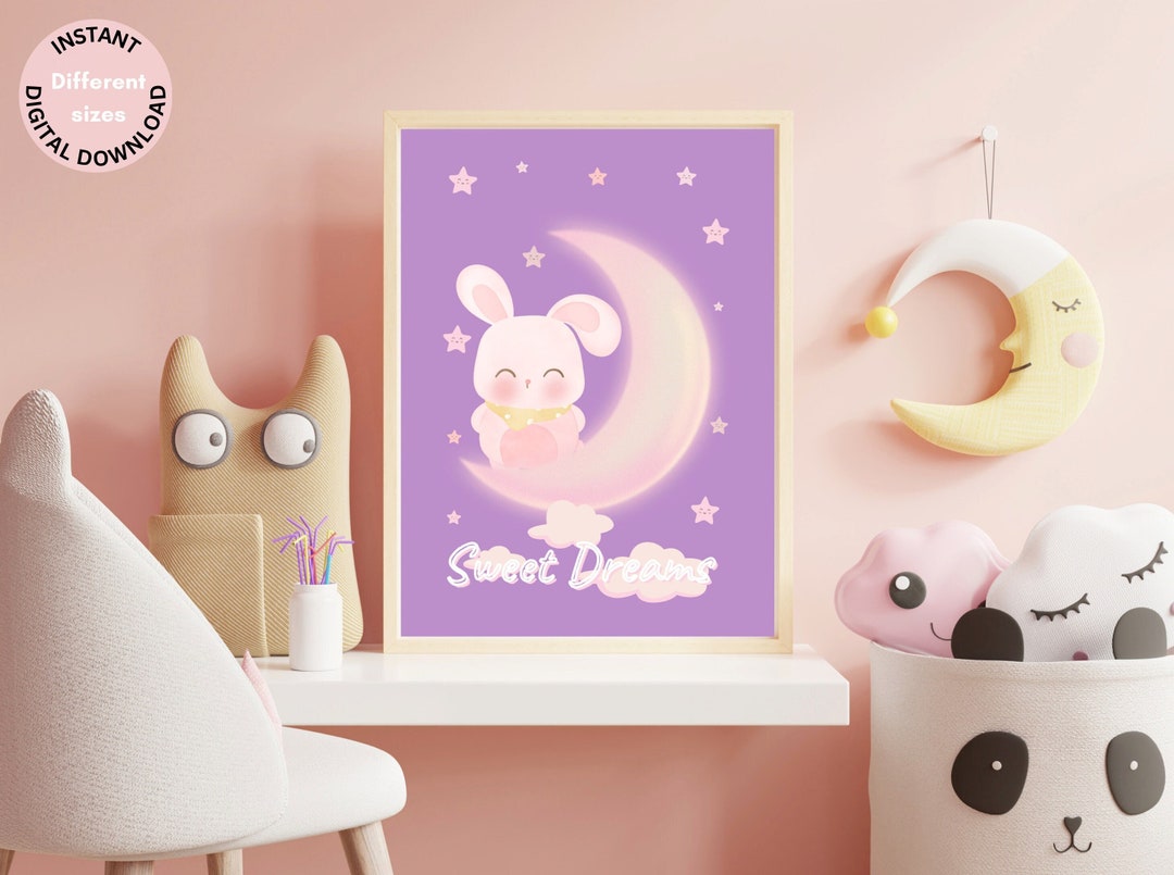 Printable Nursery Wall Art Sweet Dreams Print Girls Nursery Wall Decor