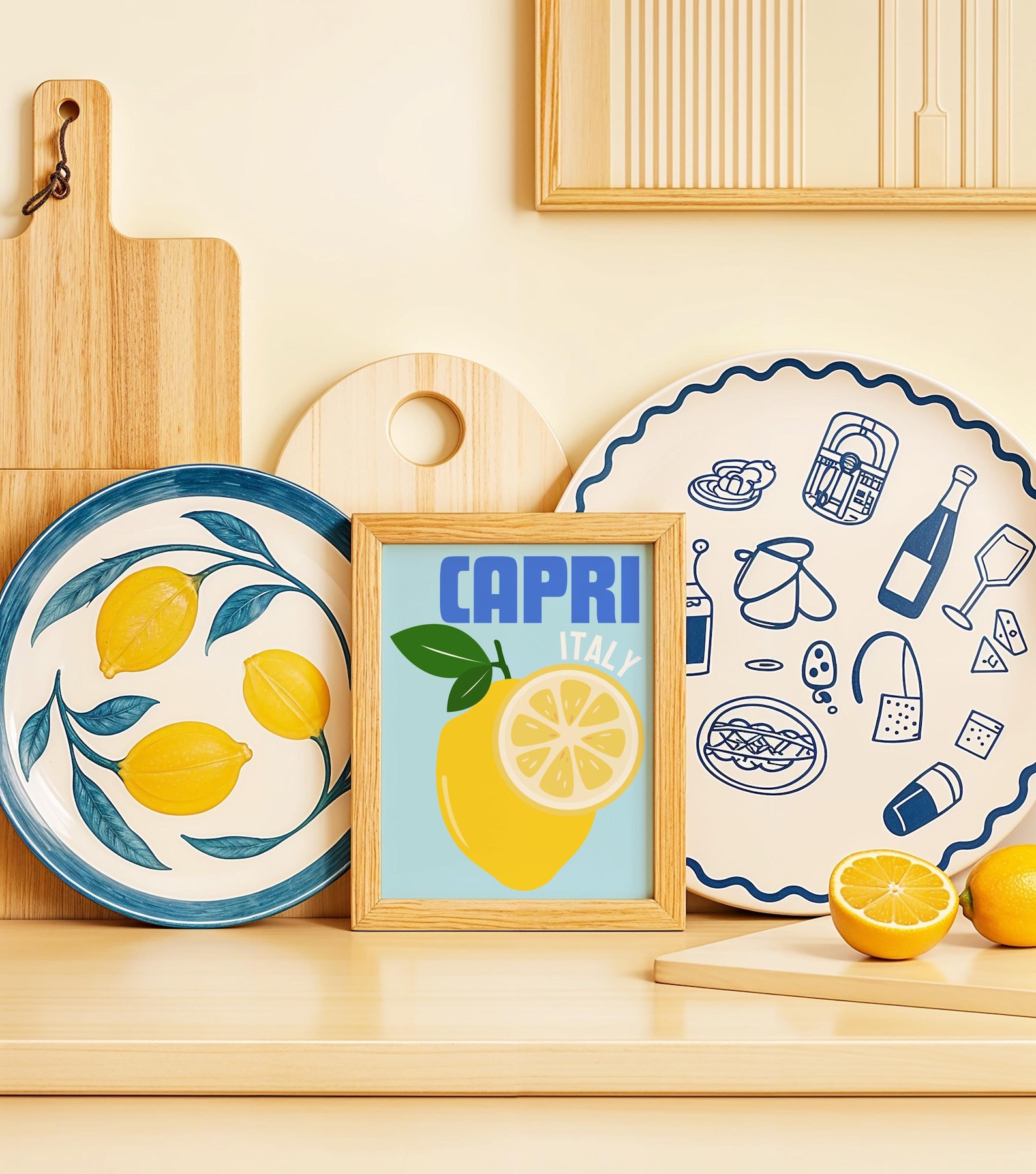 Capri Italy Lemons Printable, Colourful Citrus Poster, Italian Kitchen ...