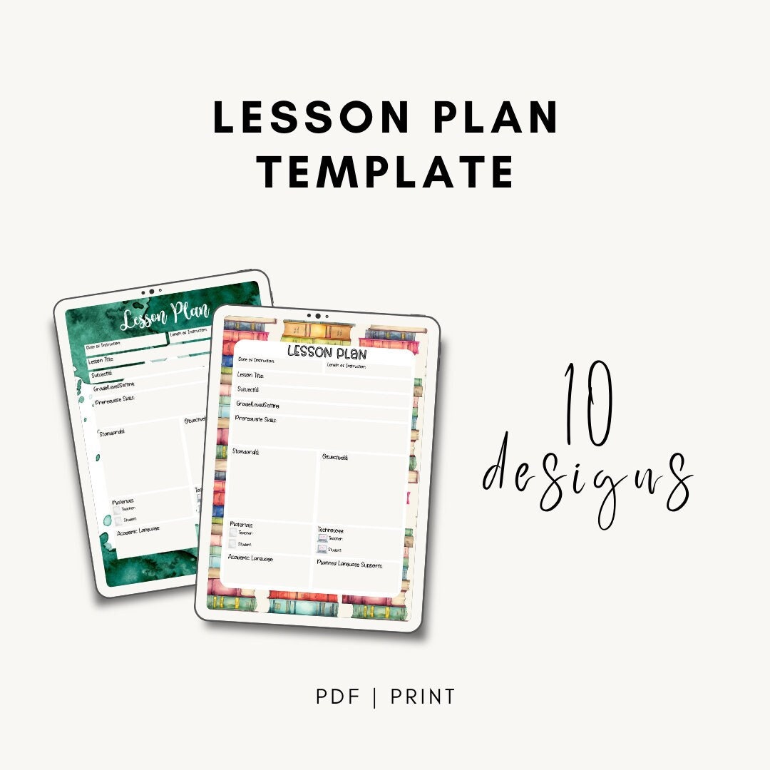 Lesson Plan Template Digital Download Teacher Lesson Planner Homeschool ...
