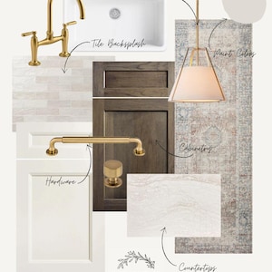 Tablero de inspiración para una cocina neutra y atemporal: inspiración para un diseño moderno de estilo rústico/transicional