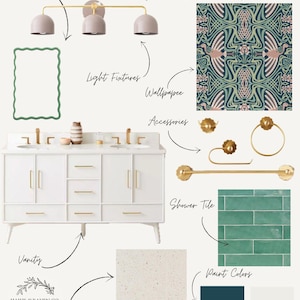Tableau d'ambiance bohème chic pour salle de bain | Design d'intérieur