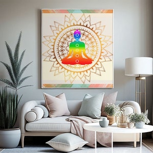 Spiritual Meditation 7 Chakra Modern Zen Printable Wall Art| Yoga Wall Art| Home Decor Wall Art Digital Download| Yoga Meditation Lover Gift