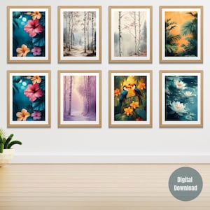 Set of 14 Gallery Wall Art, Botanical Print, Home Decor Art Instant Digital Download, Nature Print, Cottage Core Aesthetic Floral Art