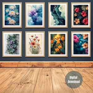Set of 14 Gallery Wall Art, Botanical Print, Home Decor Art Instant Digital Download, Nature Print, Cottage Core Aesthetic Floral Art