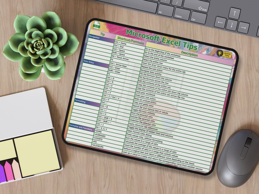 Microsoft Excel Tips Mouse Pad, Unique Mouse Pad, Mouse Pad Gift, Cute ...
