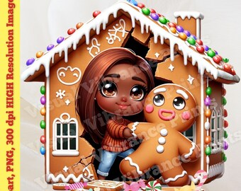 Gingerbread Girl PNG Clipart: Christmas Bakery (Digital Download)
