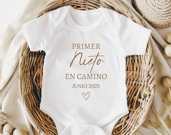 Spanish Pregnancy Announcement, Anuncio de Embarazo, Spanish Pregnancy Reveal, Hola Abuelitos Baby Onesie, Abuela Abuelo Announcement