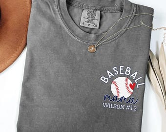 Custom Baseball Mom Shirt , Baseball Mom Shirt With Name, Comfort Colors® Baseball Mama Shirt,Baseball Mom T Shirt, Cute Baseball Mama Shirt
