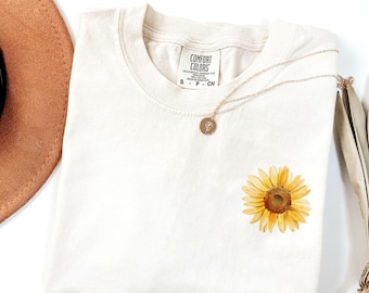 Sunflower Shirt Comfort Colors Vintage Flowers TShirt, Wildflowers Watercolor T Shirt, Sunflower Shirt, Floral Tee Shirt, Flower Shirt