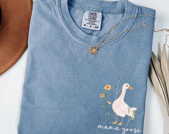 Mama Goose, Silly Goose Shirt, Goose Lover Tee, Goose Bumps T-shirt, Goose Tee, Goose Floral Tee, Goose Pregnancy Announcement Tee