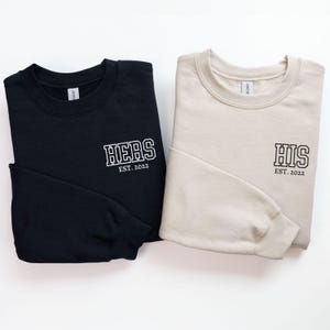 Sweatshirt Couples Gift Personalized Date Initial On Sleeve, Anniversary Date Sweatshirt, Couples Sweatshirt, Couples Valentine Day Gift