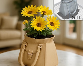 Modern Vase STL File for 3D Printer Digital Model 3D Printable Bag-Shaped