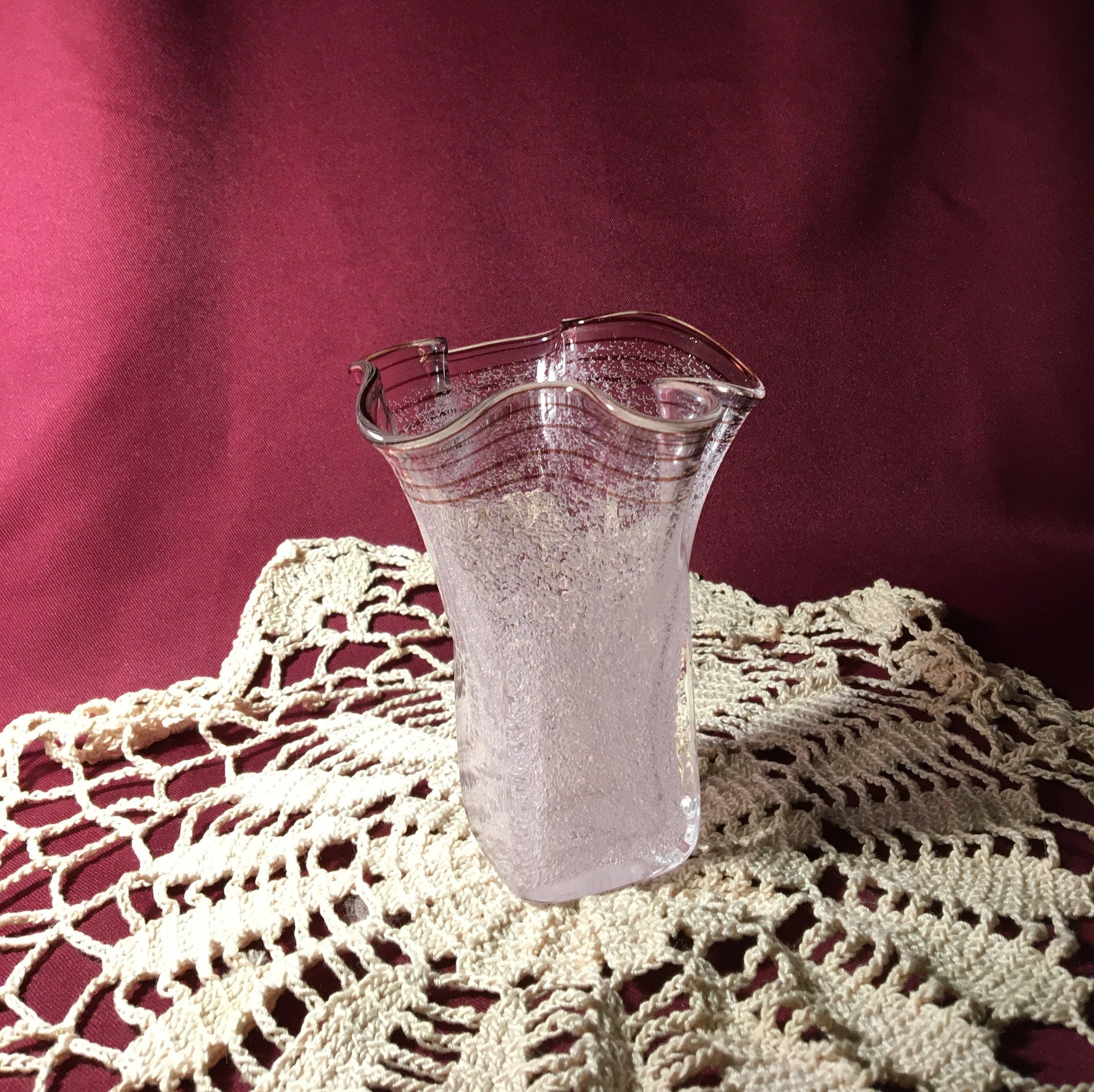 MURANO ITALY金彩 ピンクレースライン ピッチャー 花瓶 MURANO ITALY金彩 ピンクレースライン ピッチャー 花瓶 MURANO ITALY