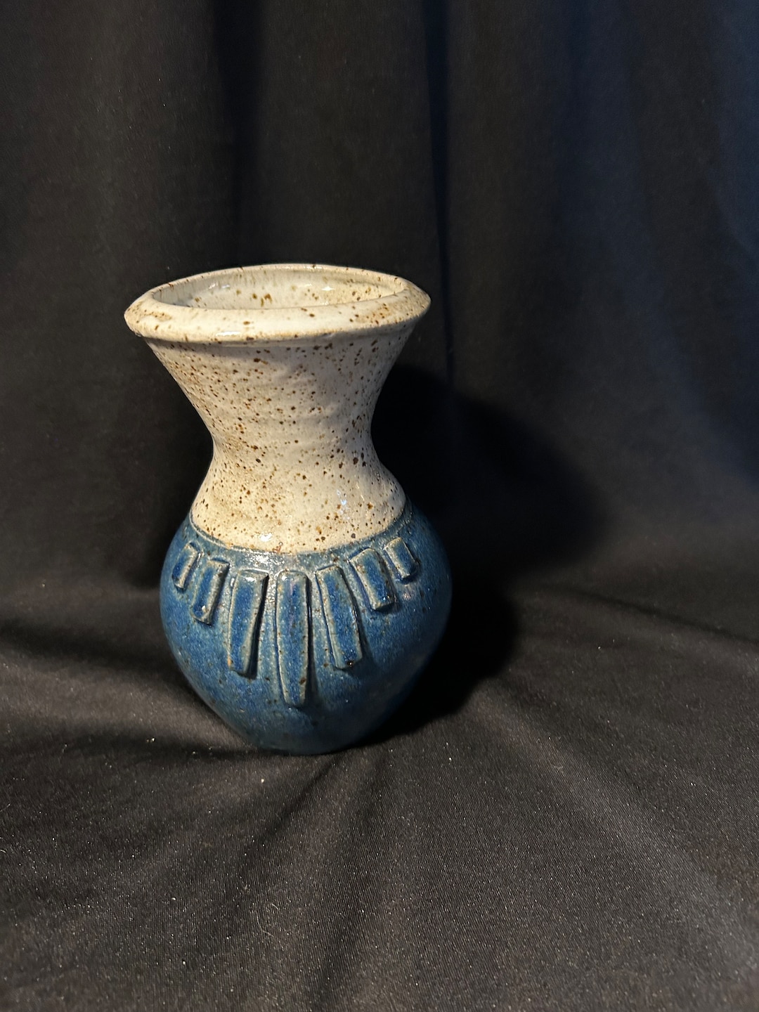 Vintage Studio Art Pottery Vase Blue/white Glaze Applied Design Signed ...