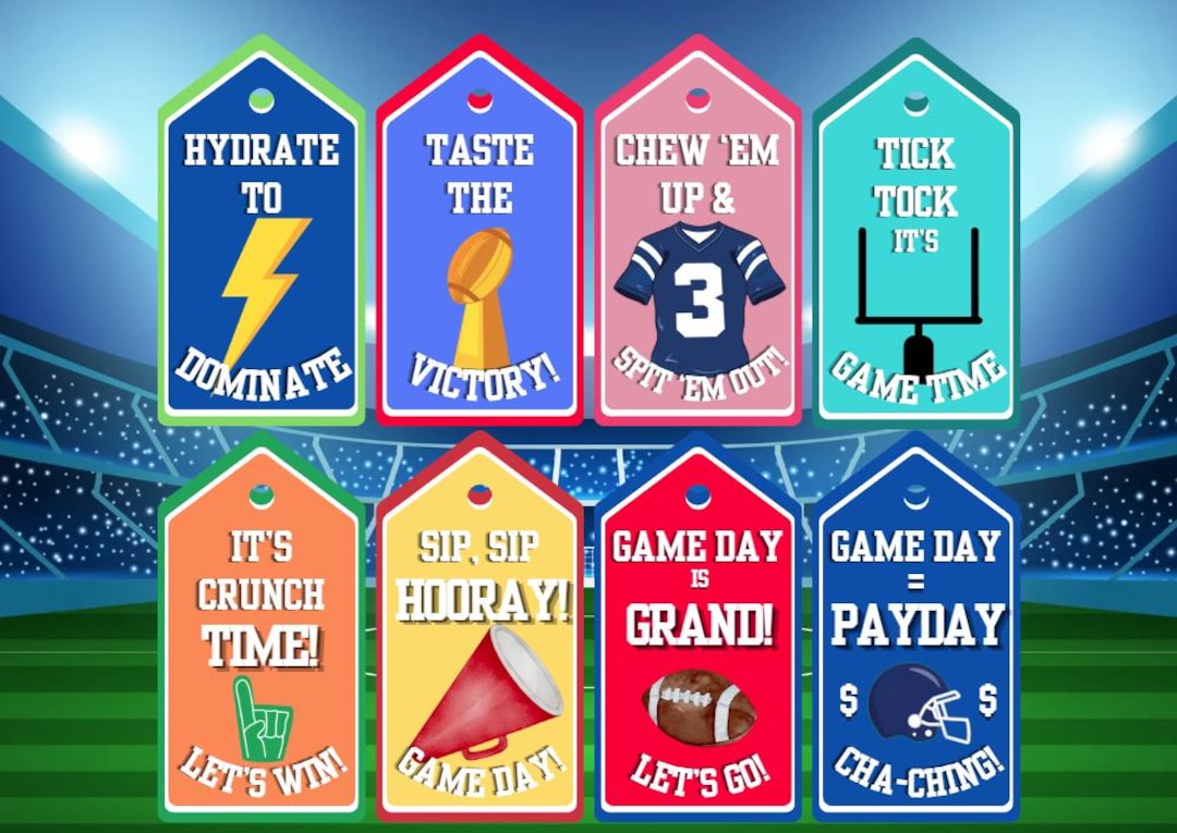 Football Treat Tags, Game Day Treat Bag Tags, Football Treat Bag Tags ...