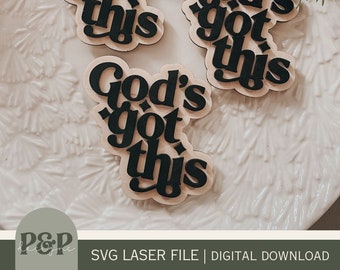 Dio ha questo magnete SVG: file tagliato al laser, regalo fai da te in legno (download digitale)