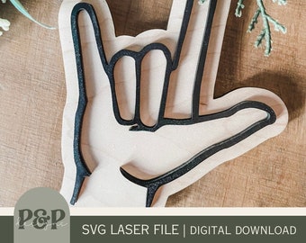 I Love You ASL Magnet SVG: Wood Laser Cut File (Digital Download)