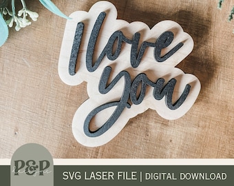 I Love You Magnet SVG: Wood Laser Cut File (Digital Download)