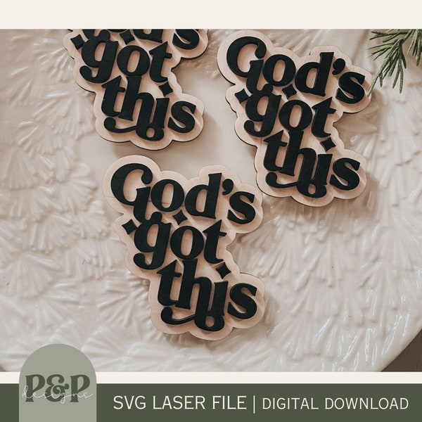 God's Got This Magnet SVG | Large Wood Magnet Laser Cut File | Wood DIY Gift | Digital Download | Laser File