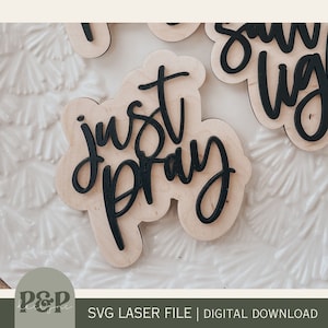 Aimez simplement prier SVG | Grand fichier découpé au laser avec aimant en bois | Cadeau chrétien | Téléchargement numérique | Lime laser