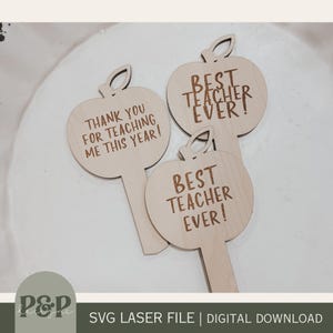 Marcatore per piante per insegnanti in formato SVG / Il miglior regalo per insegnanti di sempre, download digitale / Forma di mela / File di progettazione per regali di piante / File di taglio laser / Regalo fai da te in legno