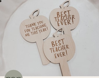 Teacher Plant Marker SVG: Apple Gift Design Laser Cut File (Digital Download)
