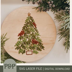 Kerstboomborduurwerk SVG-ambachtspatroon | Lasergesneden houtbewerkingsbestand | Knutselen voor de winter | Digitale download | Glowforge-getest