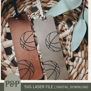 Basketball Leather Bookmark SVG | Laser SVG File | Sport Bookmark | Sport Kid File | Digital Download | Laser File | Glowforge Tested