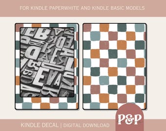 Fall Checkered Kindle Decal: Neutral Accessory (Digital Download)