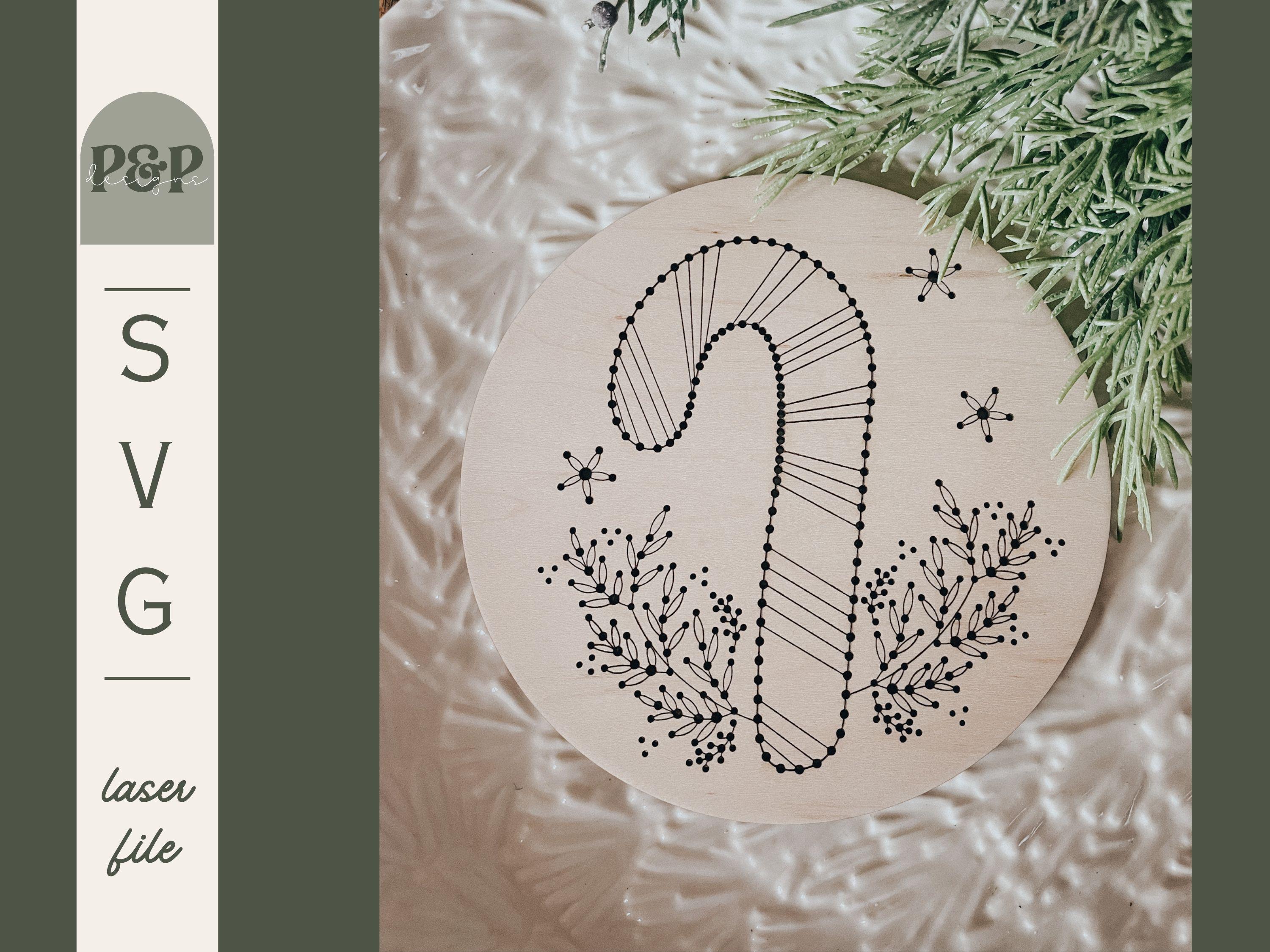 Candy Cane Embroidery SVG Pattern: Wood Craft Laser Cut File (digital ...