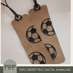 Soccer Leather Bookmark SVG | Laser SVG File | Sport Bookmark | Sport Kid File | Digital Download | Laser File | Glowforge Tested