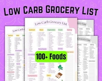Low Carb Grocery List Printable, Keto Diet Food (PDF Download)