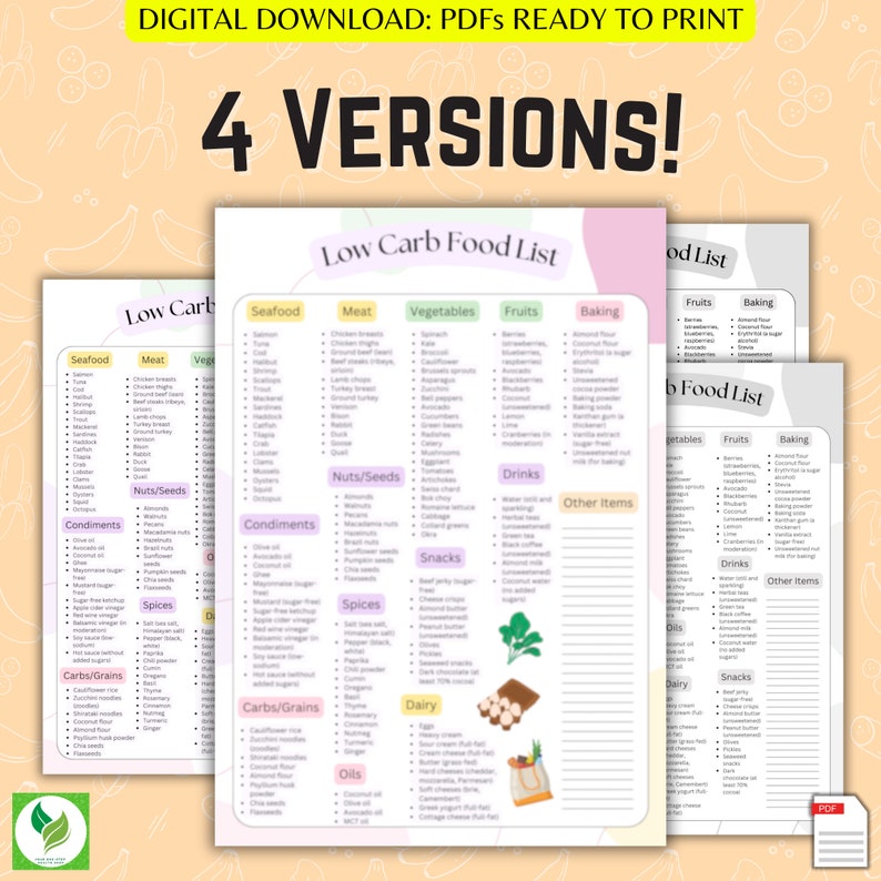 Printable Lowcarb List Lowcarb Food List Low carb Food List Pdf Printable Lowcarb List Lowcarb Food List Low carb Food List Pdf