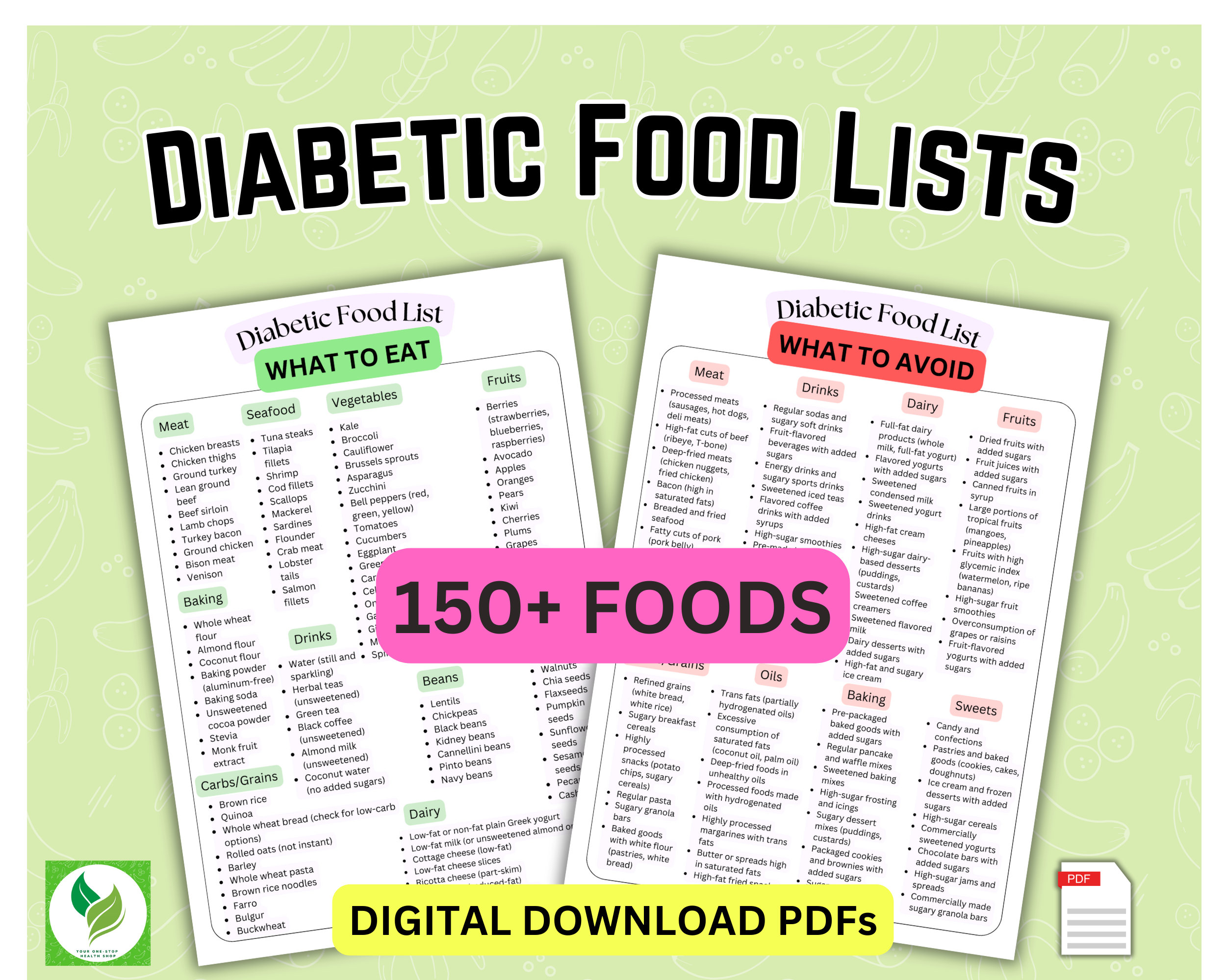 Diabetic Food List Printable Pdf Type 2 Diabetes Grocery List foods to