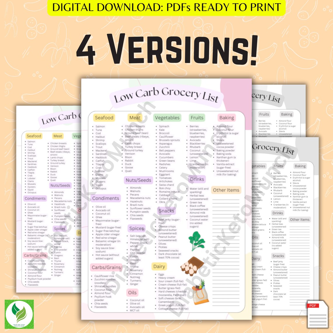 Low Carb Grocery List Pdf Printable, Lowcarb Grocery List Printable Pdf ...
