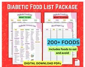 Diabetic grocery list PDF~ Diabetic Food List Printable  ~ Blood Sugar Log ~ Type 2 Diabetes Grocery List~ Low GI Food List ~ Foods to avoid