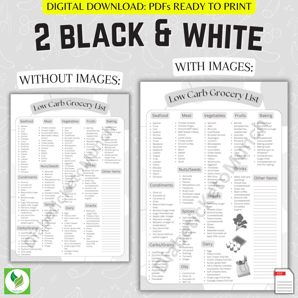 Low Carb Grocery List Pdf Printable, Lowcarb Grocery List Printable Pdf ...