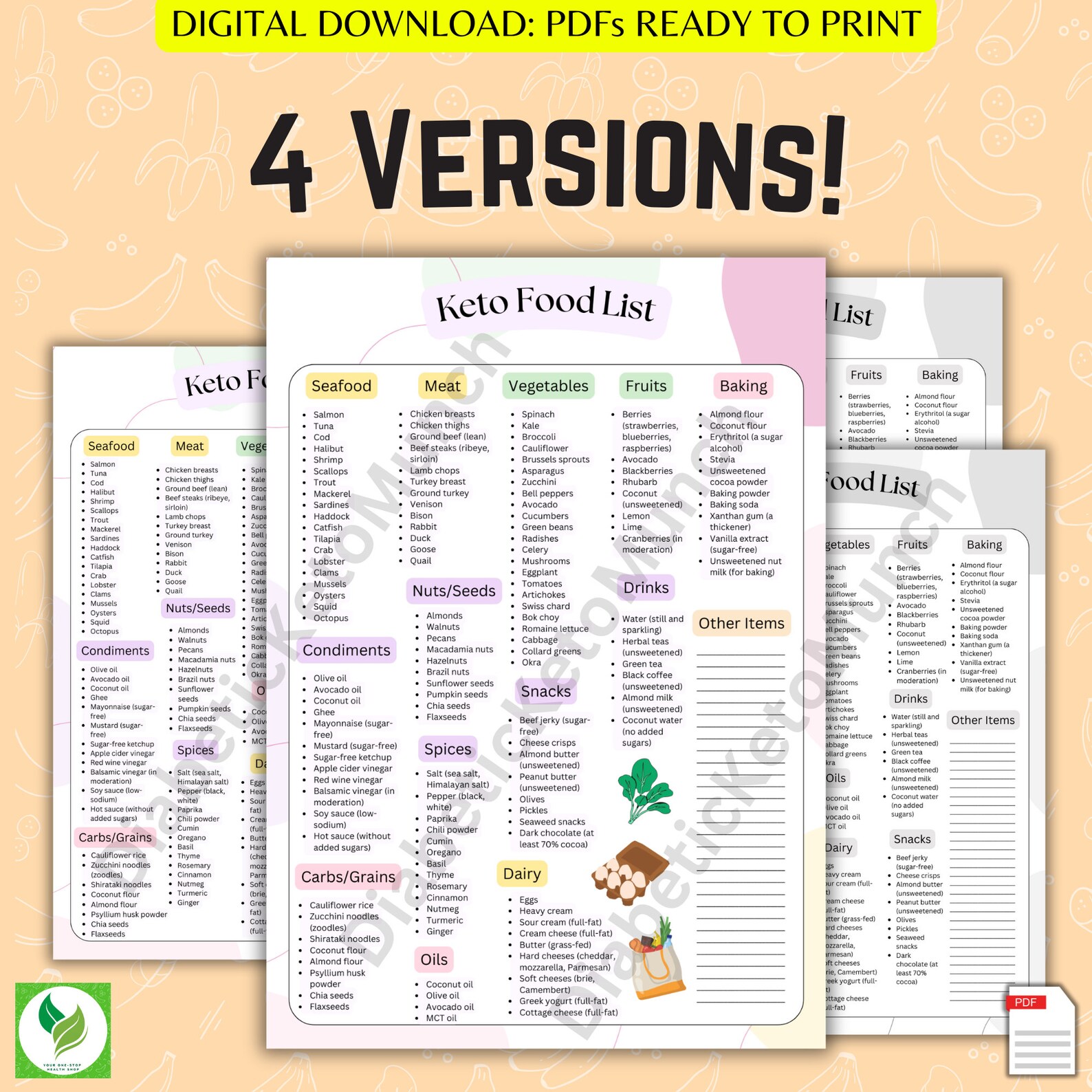 Keto Food List Pdf ~ Keto Grocery List Printable ,keto Diet List ~ Low