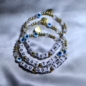 Pulsera con cuentas de mal de ojo blanco, pulsera de amistad, joyería, regalo de mejor amigo, regalo del día de la madre, tía, abuela, lindo, accesorios