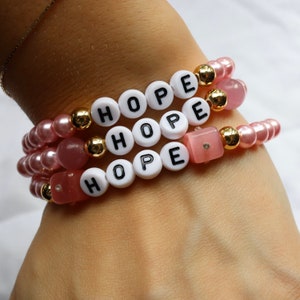 Pulsera con cuentas Hope Breast Cancer, Concientización sobre el cáncer de mama, Regalo contra el cáncer, Joyería contra el cáncer de mama, Sobreviviente del cáncer de mama, Regalo, Joyería, Mamá