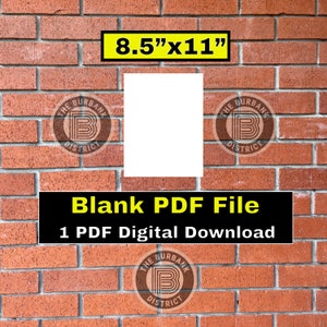 Blank PDF digital download sized 8.5"x11" US Letter size - great for testing or adding a blank page to a document
