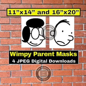 Wimpy Parents Digital Download 11x14 and 16x20 - Includes Four JPEG files - Mom and Dad - great for parties, costumes, and decorations