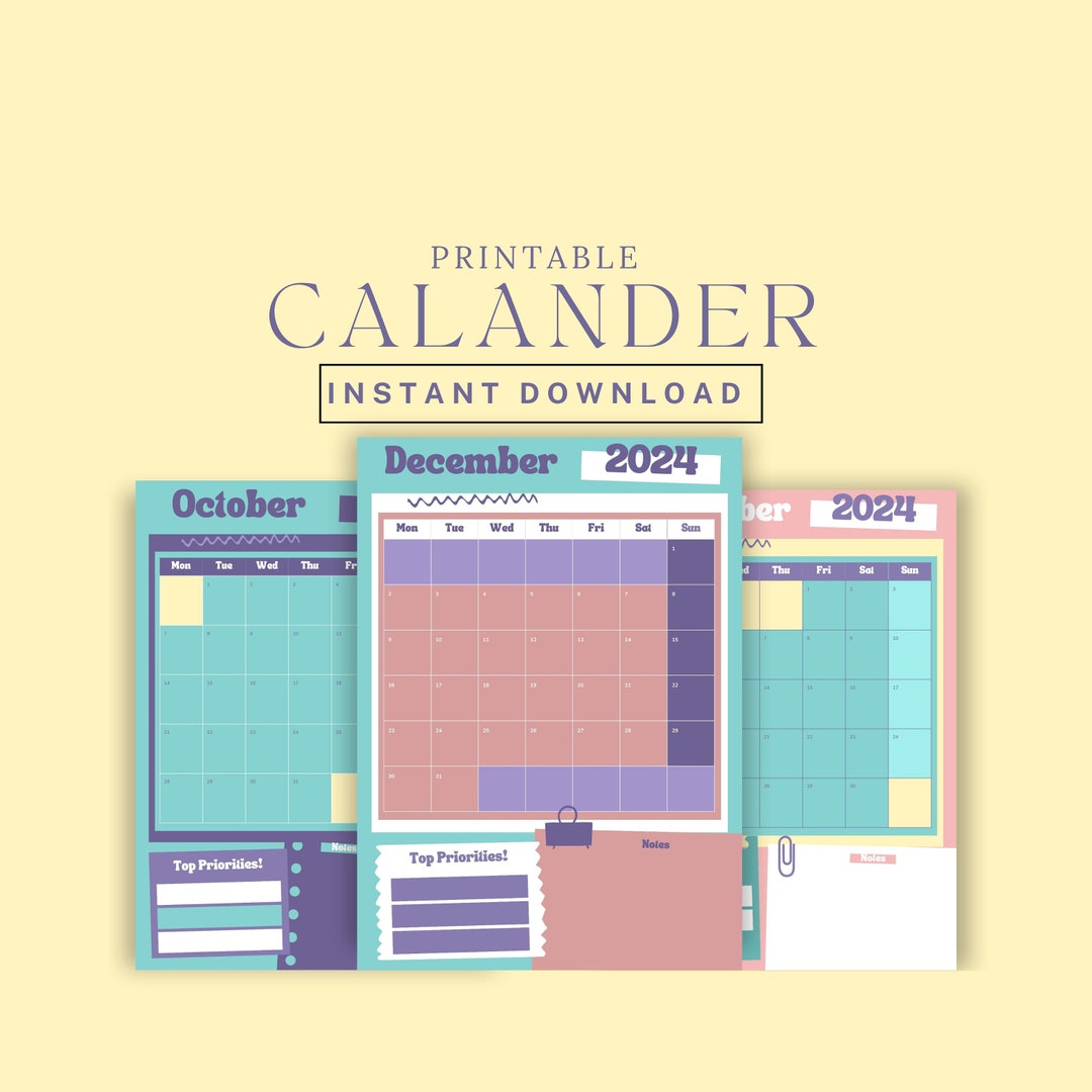 Monthly Planner Printable 2024 Printable Calendars Printable Etsy
