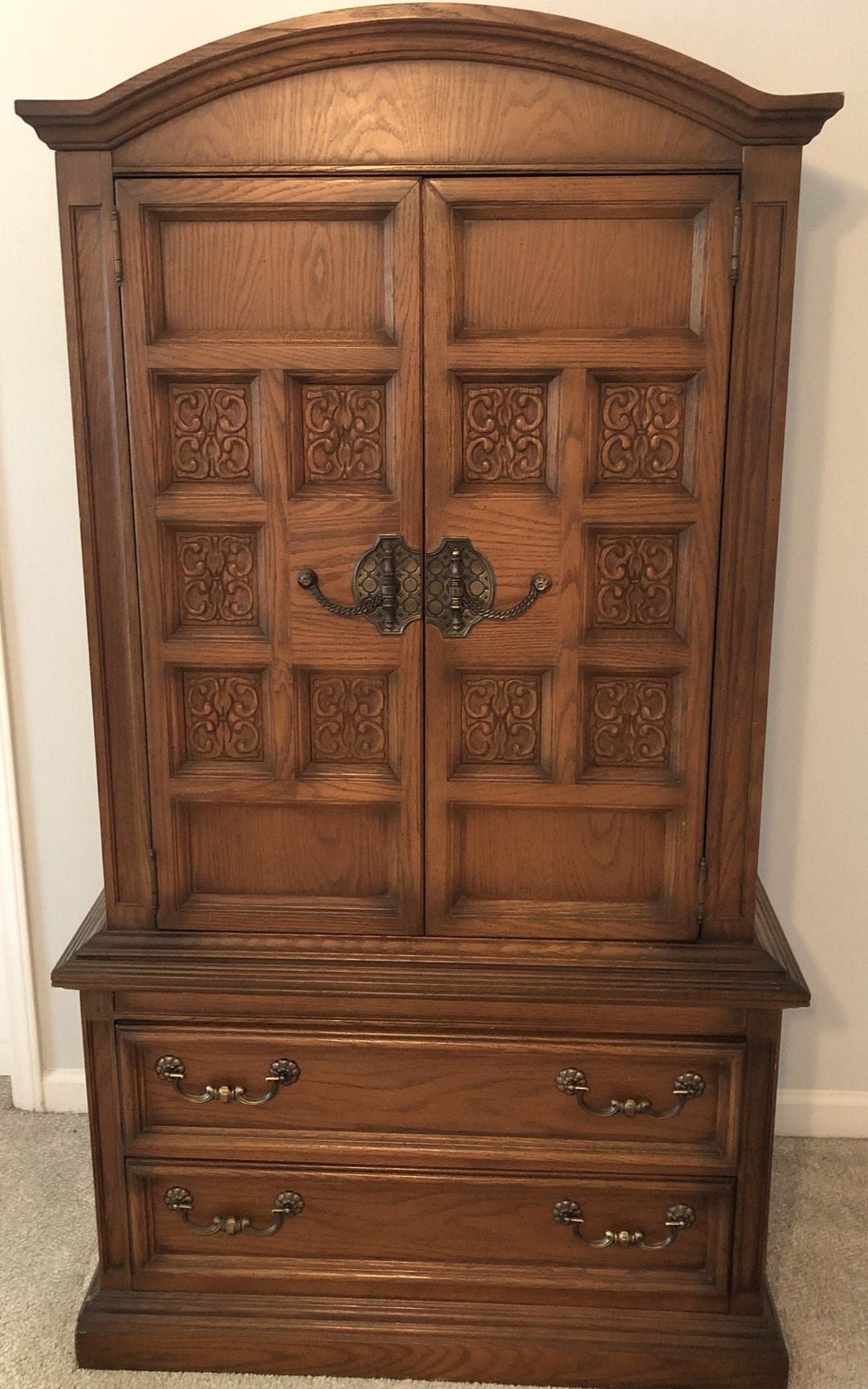 Very Antique Wooden Armoire Chest of Drawers, and Bedside Table 1950 Etsy