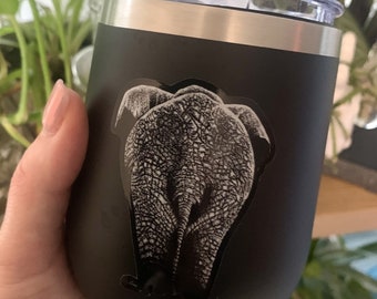 Elephant Sticker, Cute Ellie Bum Vinyl Sticker, Waterproof, Glossy, Wildlife Decal