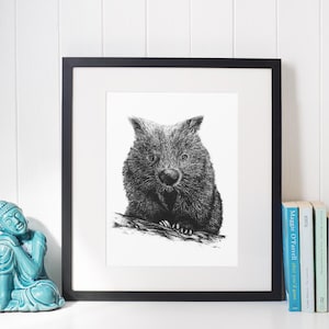 Wombat Art Print, A5 Australian Animal Artwork, Wildlife Decor, 148mm x 210mm
