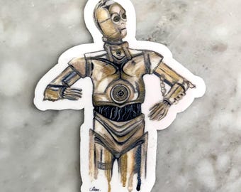 C3P0 Star Wars Sticker, Waterproof Glossy Vinyl Decal