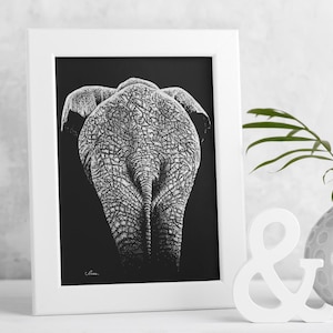 Black and White Elephant Poster, Elephant A4 Print, Safari Decor, Animal Wall Art, Dot Art, 210mm x 297mm
