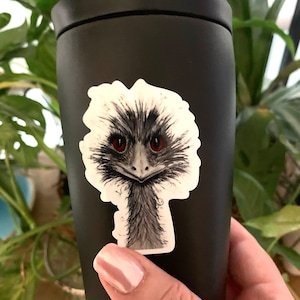 Emu Sticker, Waterproof Glossy Vinyl Sticker, Aussie Animal Decal