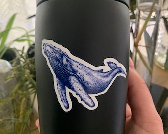 Humpback Whale Sticker, Whale Vinyl Sticker, Waterproof, Glossy, Marine Decor